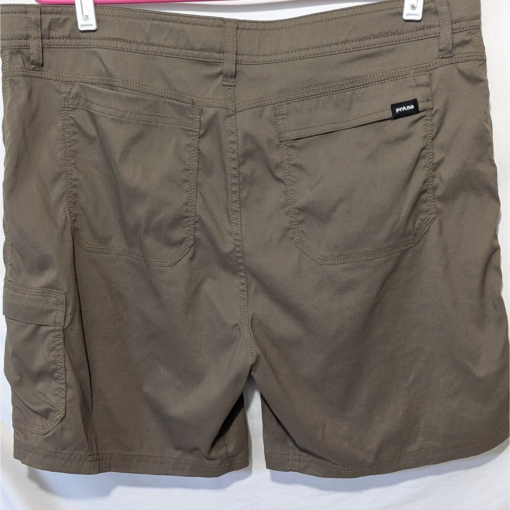 Prana Zion Mens Olive Hiking Cargo Shorts Size 38 Nylon Stretch Belted 8 Inseam - Picture 3 of 8